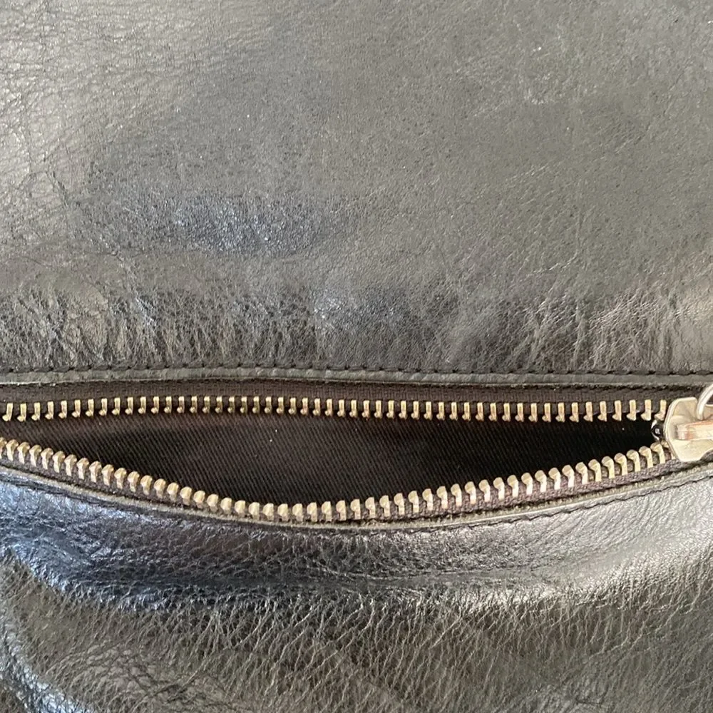 Foley + Corinna Black Leather Crossbody Hand Bag 2 Ways Contemporary Boho Chic - Picture 4 of 8